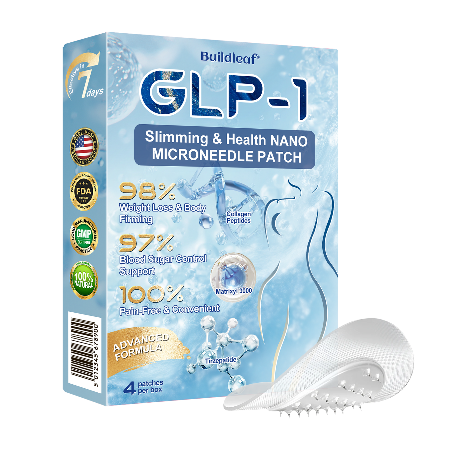 🎁FDA Store | BuildLeaf® GLP-1 Nano-Microneedle Patch with Collagen & Matrixyl 3000 丨Obesity,Cardiovascular Diseas, Diabetes, Sleep Apnea, Joint Problems and More